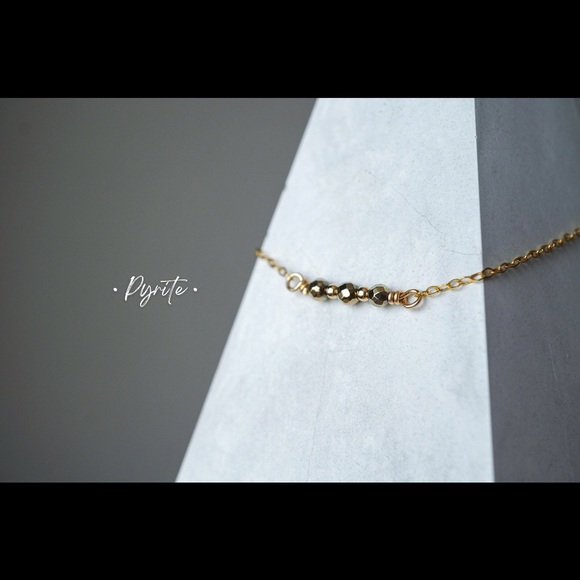 Pyrite Anklet, Ankle bracelet, 14k Gold filled chain - Picture 2 of 3